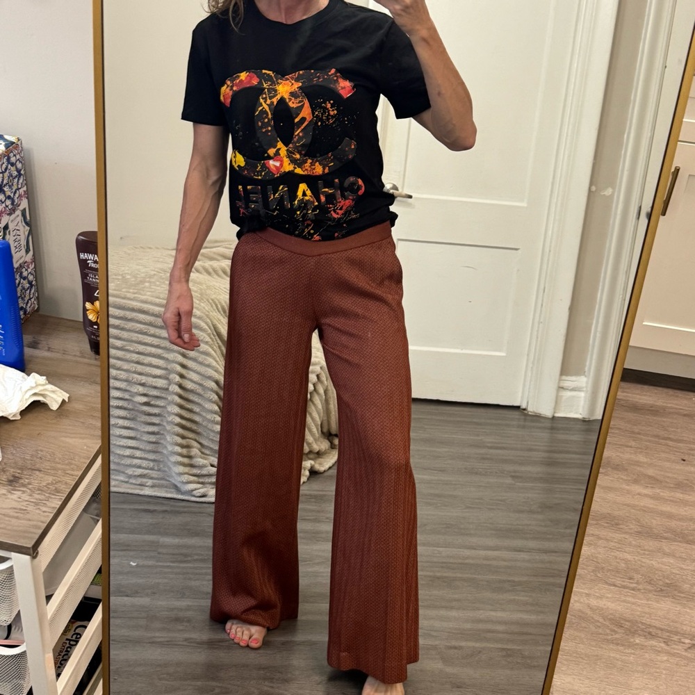 Missoni Wide-Leg Knit Pants Rust Wool Blend Size IT 40 / US 4 - Picture 6 of 14